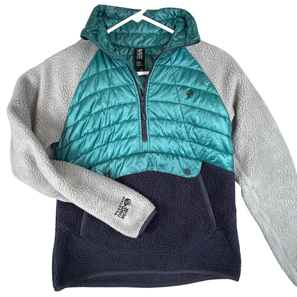 Mountain Hardwear Womens‎ Colorblock Hybrid Fleece Puffer Pullover Anorak XS